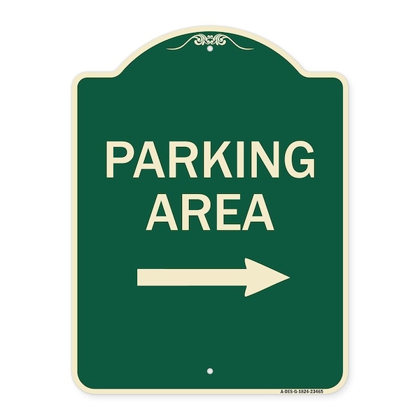 Signmission Parking Area with Right Arrow Heavy-Gauge Aluminum Architectural Sign, 24" x 18", G-1824-23465 A-DES-G-1824-23465 - main